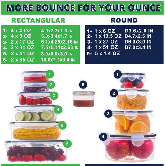 50 Pcs Large Food Storage Containers with Lids Airtight 85 OZ to Small Stackable Kitchen Set BPA Free Leak Proof Microwave Safe