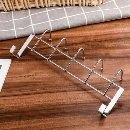 Bold Stainless Steel 5-hook Cabinet Door Back Hook 5 Hooks Over The Door Hooks Wash Room Hanger Clothes Towel Storage Holder