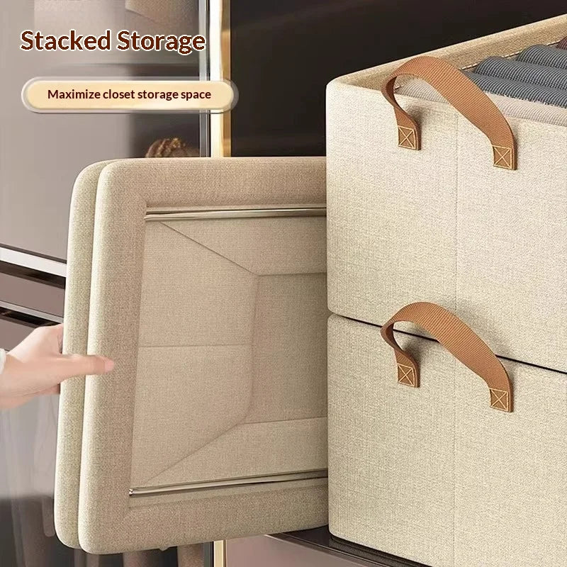 Foldable Fabric Storage Box for Home Use Wardrobe Organizer for Clothes and Pants Layered Storage Solution