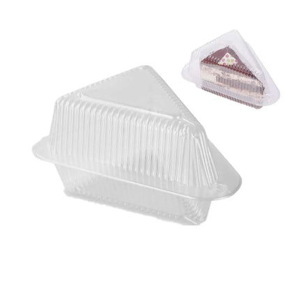 Set of 50 Cake Slice Container Cheesecake Cake Slice Container Holder Transparent Plastic Cakes Box (black)