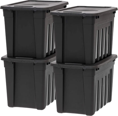20 Gallon Heavy Duty Storage Totes with Lids, 4 Pack Stackable Organizing Bins, Durable Utility Containers for Garage and Home