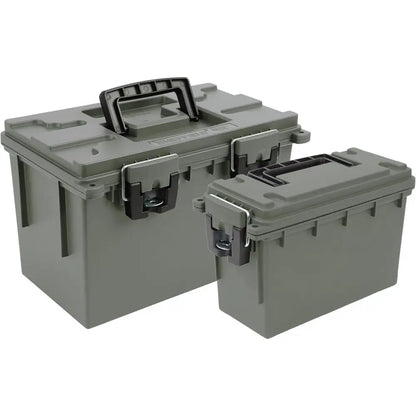 12713 Storage Bins With Lids, 2-Pack Stackable Storage Bins, Made in USA, Lockable and Water-Resistant Containers with Lids, Pla