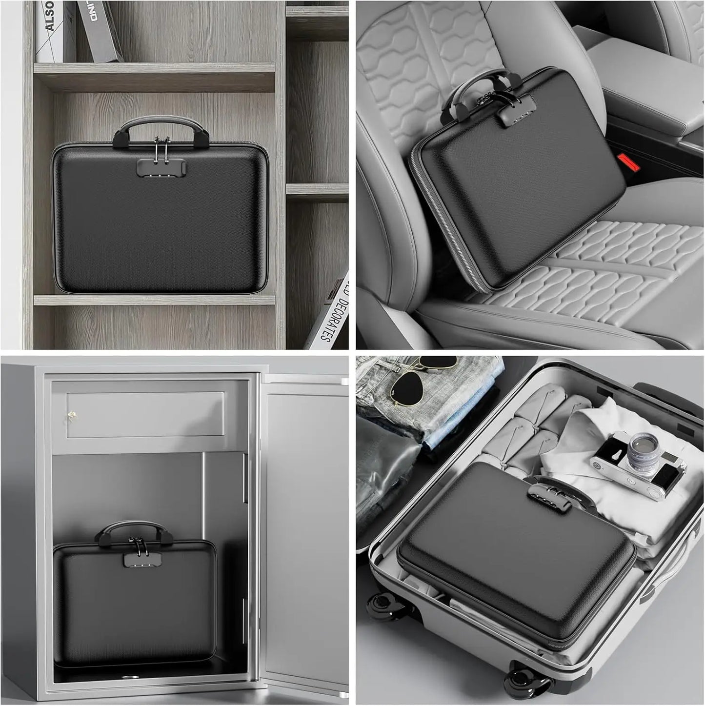 Fireproof Document Organizer with Lock, Hard-Shell Case for Important Files, Laptop Storage, Portable Home Office Travel Safe