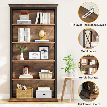 Tribesigns 6-Tier Bookcase, 71 Inches Industrial Bookshelves and Bookcases, Floor Standing 5 Shelf Display Storage Shelves