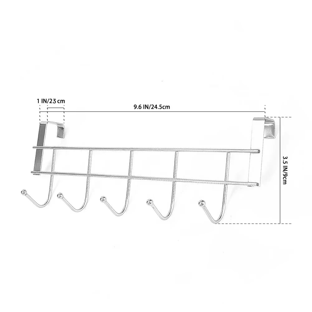 Bold Stainless Steel 5-hook Cabinet Door Back Hook 5 Hooks Over The Door Hooks Wash Room Hanger Clothes Towel Storage Holder