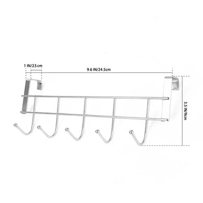 Bold Stainless Steel 5-hook Cabinet Door Back Hook 5 Hooks Over The Door Hooks Wash Room Hanger Clothes Towel Storage Holder