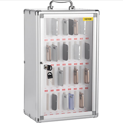SucceBuy 36 Slots Cell Phone Cabinet Silver Aluminum Alloy Pocket Chart Wall Mounted Storage Locker Box for Classroom Office Gym