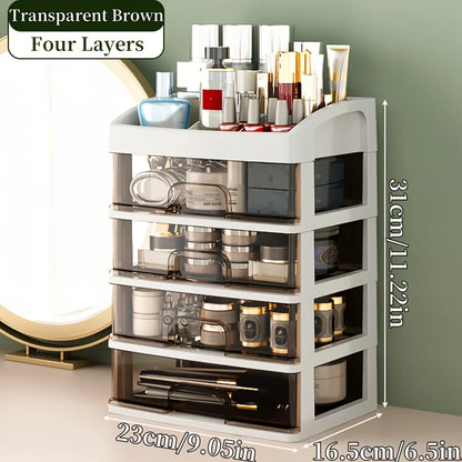 Multi-Layer Cosmetic Organizer Box with Drawers – Large Desktop Storage for Makeup, Jewelry & Skincare, No Assembly