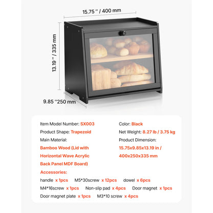 Large Capacity Bamboo Bread Storage Container