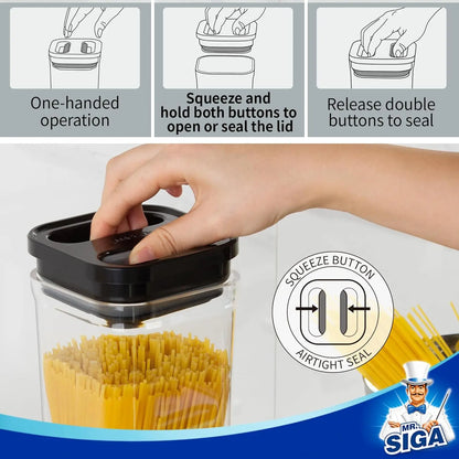 6-Piece Airtight Food Storage Container Set, BPA-Free Kitchen Pantry Organizer for Cereal, Pasta, Snacks