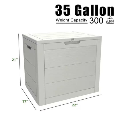 35-Gallon Outdoor Storage Box Waterproof UV-Resistant Lockable for Garden Tools Furniture Toys - Indoor/Outdoor Organizer