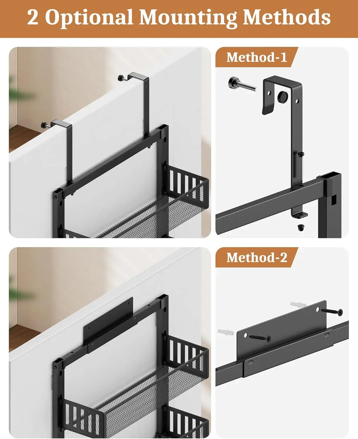 8-Tier Over the Door Pantry Organizer, Large Metal Door Spice Rack with Adjustable Basket, 2 in 1 Wall Mount or Hanging Heavy