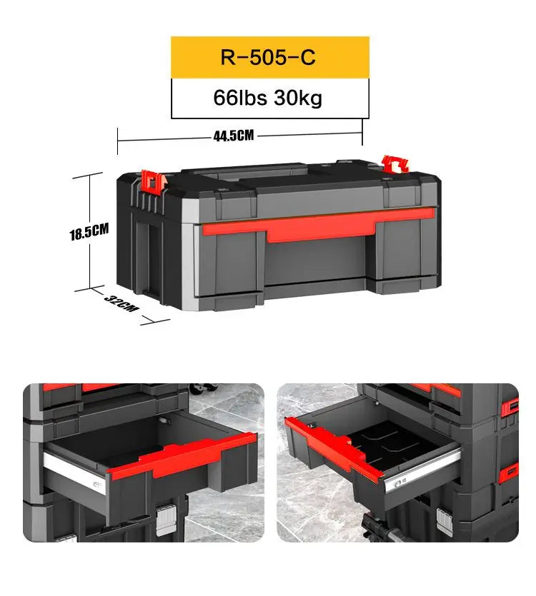 Delixi Electrical Appliances. For sale separately. Stackable roller tool box, plastic portable folding storage box, large capaci