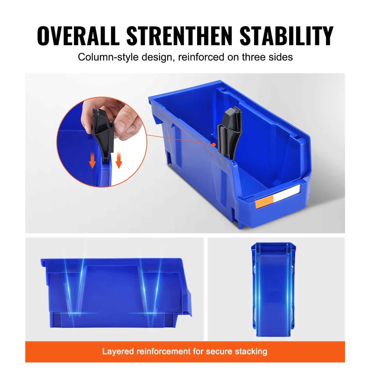 SucceBuy Parts Bin 12pcs 5x5x10in Blue/Red Stackable Plastic Garage Tool Storage Box Container Organizer Bin for Closet Garage