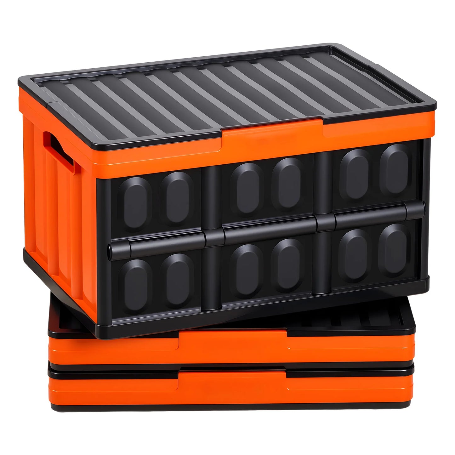 SucceBuy 45L 3Packs Plastic Collapsible Storage Bins with Lids Stackable Folding Storage Crates Baskets for Home Organizing