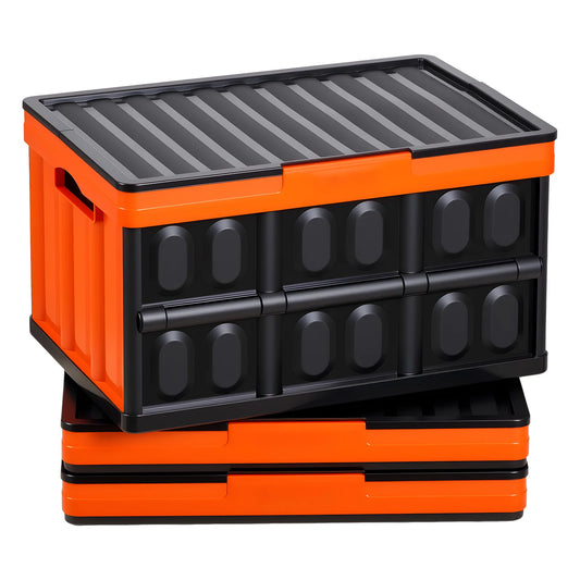 SucceBuy 45L 3Packs Plastic Collapsible Storage Bins with Lids Stackable Folding Storage Crates Baskets for Home Organizing