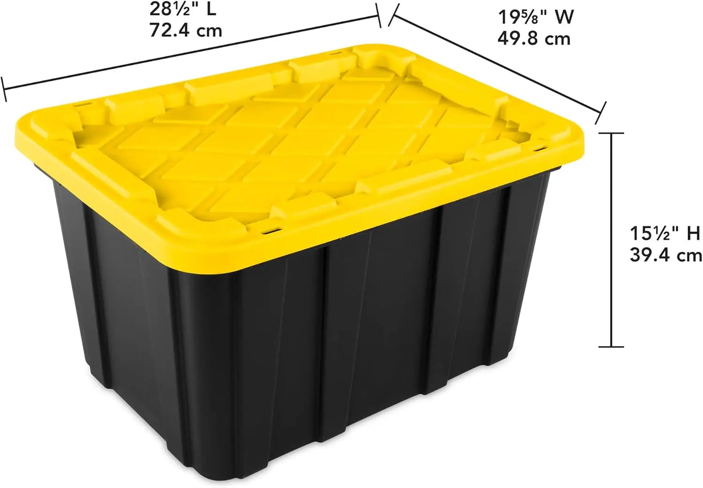 6-Pack Industrial Tote, Plastic Storage Container Bins with Lids, 27 Gallon - Heavy-Duty Organizing Containers for Closet,