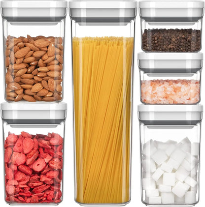 6-Piece Airtight Food Storage Container Set, BPA-Free Kitchen Pantry Organizer for Cereal, Pasta, Snacks