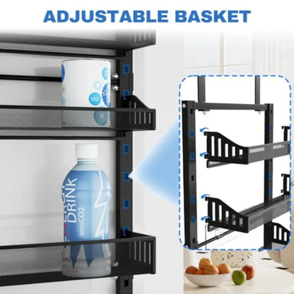 8-Tier Over the door Spice Rack Organizer Large Heavy Duty Metal Wall Mount or Over The Door 2 in 1 Rust-Proof Hanging Storage