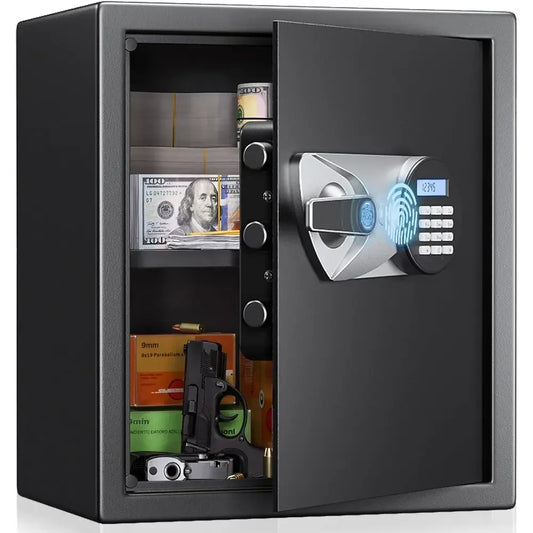Biometric Handgun Safe 1.8 Cubic Feet - Quick Access Fingerprint Security Lock Box for Firearms and Valuables with Dual Alarm Sy