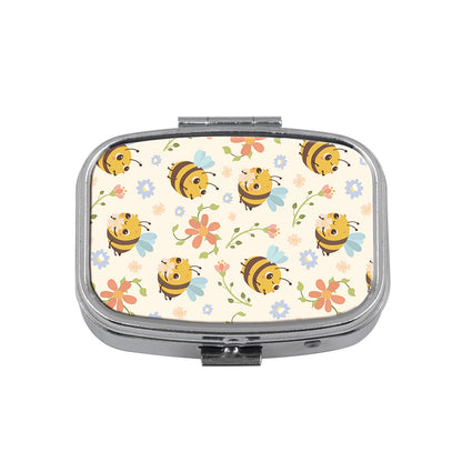 Cute Cats Pill Box Divided Metal Square Animals Tiger Birds Pill Box Travel Portable Medicine Case