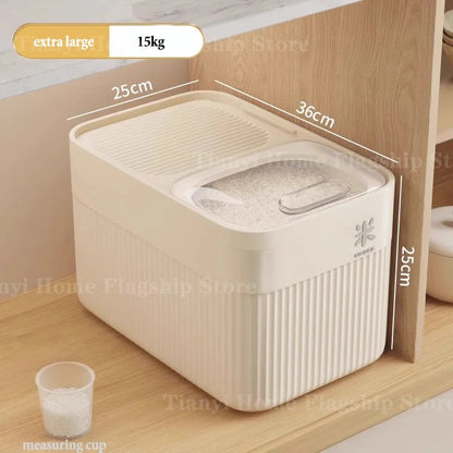 5/10/15KG Rice Storage Box Home with Lid Insect Proof Moisture Proof Rice Box Sealed Jar Kitchen Container Storing Dry Grain