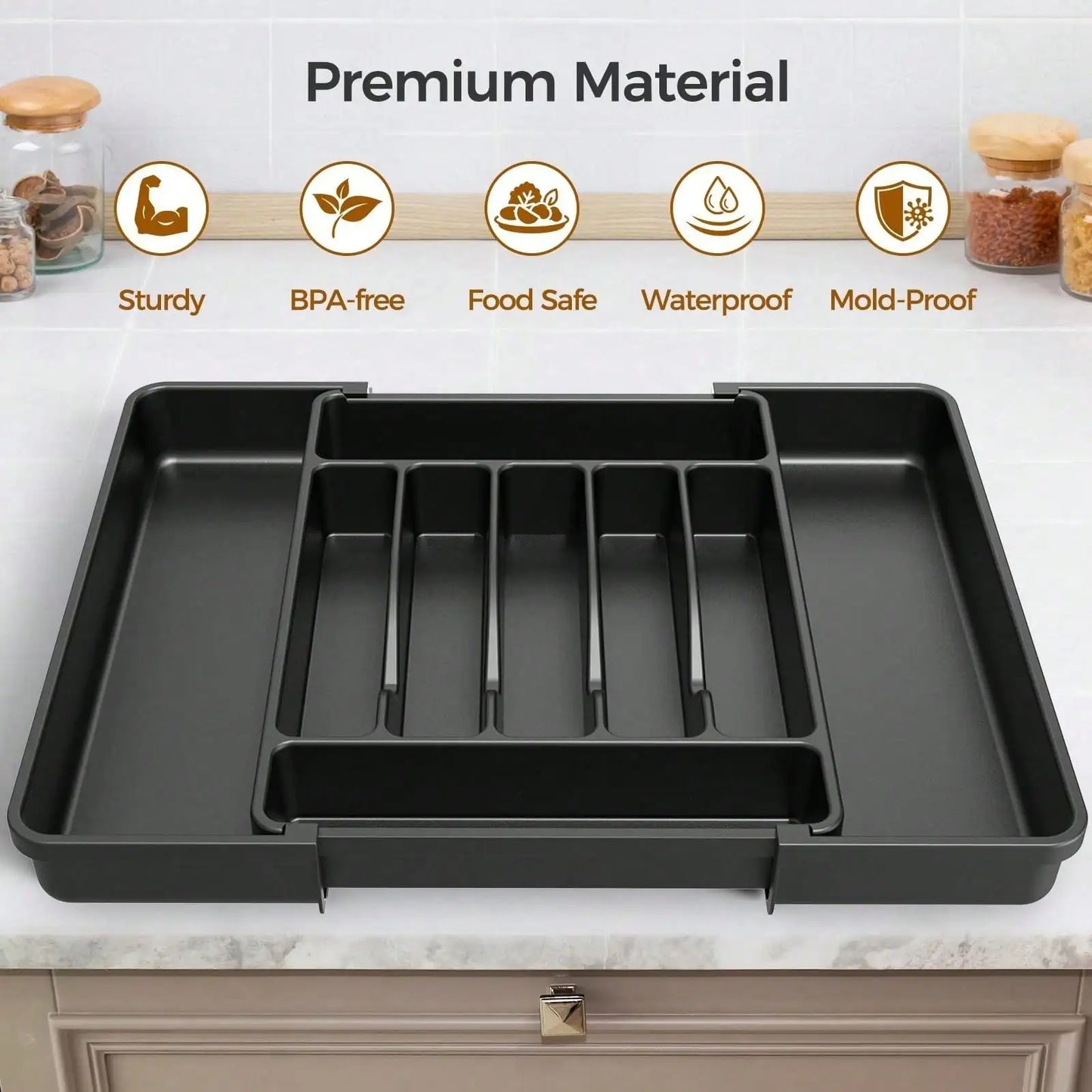 Kitchen tableware storage expert Extra Large Expandable Silverware Organizer