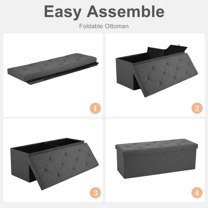 43 Inches Ottoman Bench Foldable Storage Chest Toy Organizer Box,Foot Rest Stool With Foam Sea