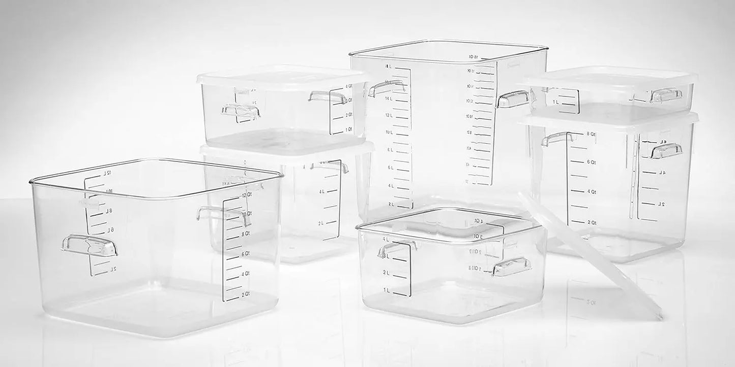Clear Square Food Storage Container 22 Quart for Kitchen, Sous Vide, Meal Prep - Durable & Space Saving