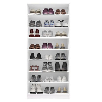 80cm Shoe Organizer 8 Tiers Shoe shelf Shelves Organizers Storage Cabinet White/Black For Storing Shoes, Trainers, sandals