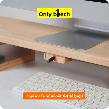 Extendable Charging Cord Holder Walnut Cable Organizer Self-Adhesive Desk Wire Management for Phone Laptop Minimalist Cord Clip