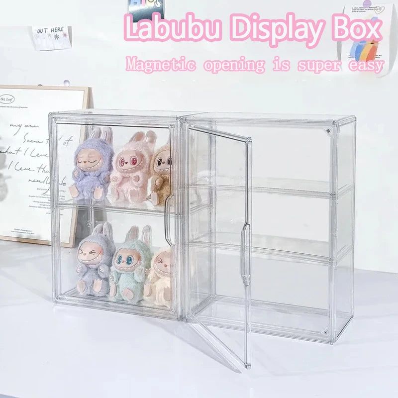 📦 US Warehouse Quick Ship Labubu Display Box, Transparent Acrylic Storage Case Dustproof for Doll Figures Blind Box Organizer