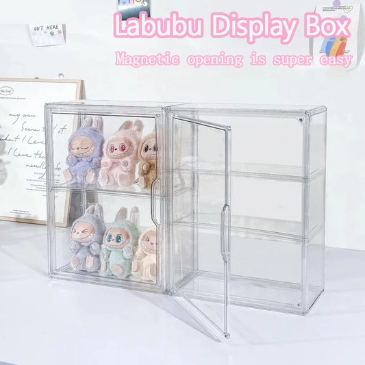 📦 US Warehouse Quick Ship Labubu Display Box, Transparent Acrylic Storage Case Dustproof for Doll Figures Blind Box Organizer