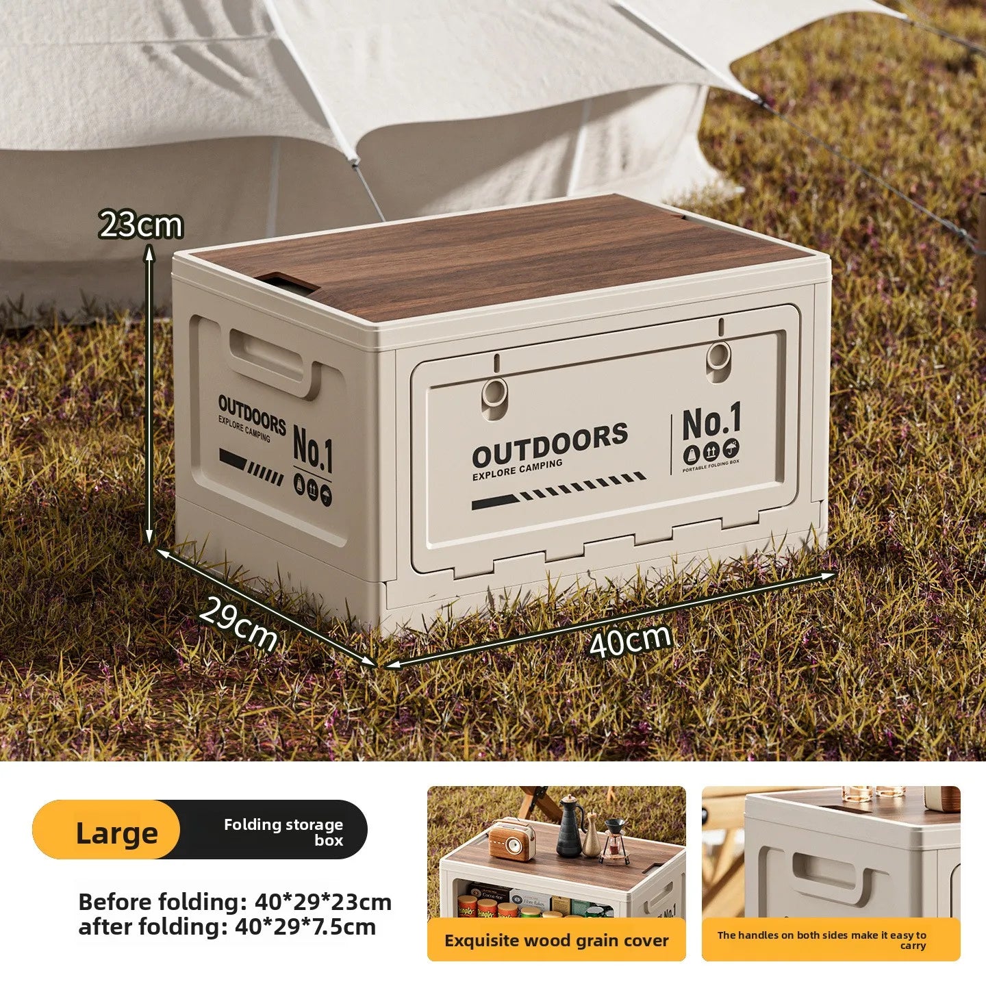 Foldable Storage Box for Camping Outdoor Large Capacity Side Opening Organizer for Car Home Toys Clothes