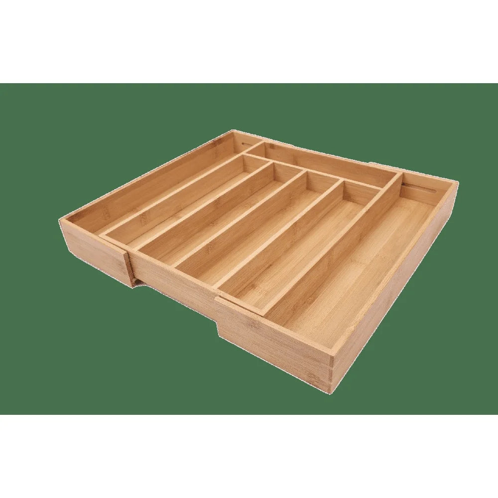 Natural Bamboo Expandable Silverware Organizer Drawer Storage Utensil Holder Kitchen Cutlery Tray Adjustable Compartment Durable