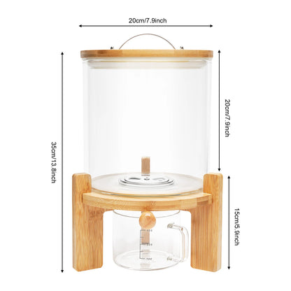 5L Clear Glass Cereal Dispenser, Cereal Storage Containers with Sealed Bamboo Lid for Rice Nuts Coffee Beans
