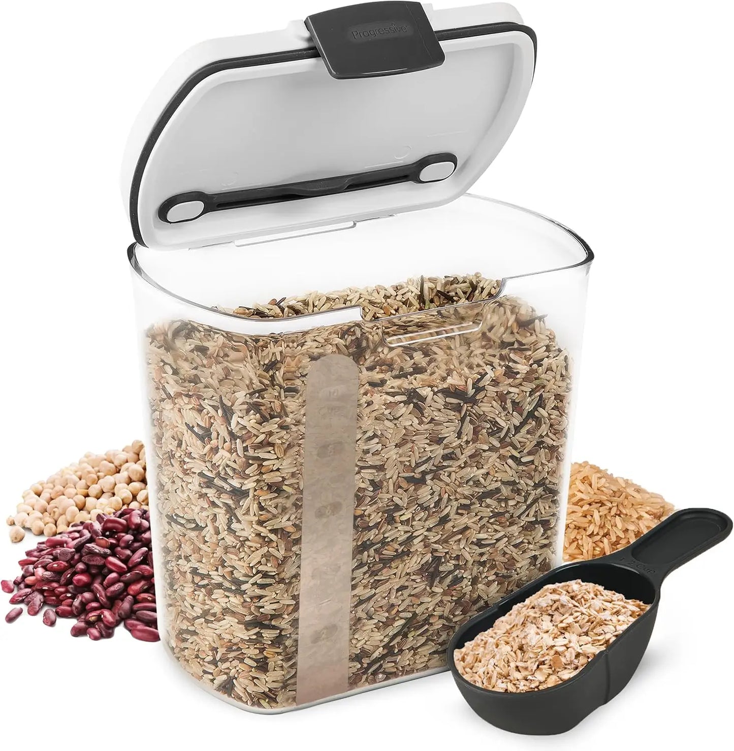 2.5-Quart Grain Storage Container with Hinged Lid, Clear BPA-Free Airtight Seal for Food Preservation