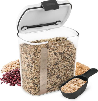 2.5-Quart Grain Storage Container with Hinged Lid, Clear BPA-Free Airtight Seal for Food Preservation