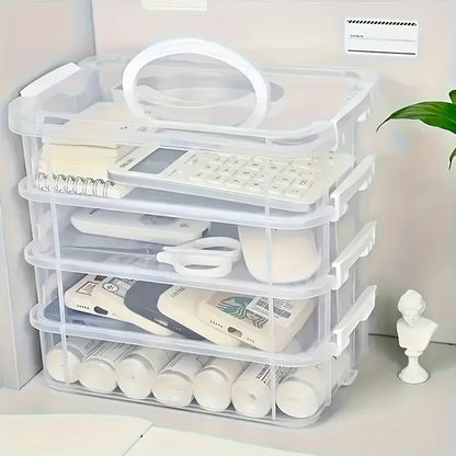 4 Layers Stackable Desk Storage Organizer Transparent Plastic