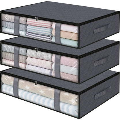 Foldable Under Bed Storage Containers with Clear Window Underbed Toy Organizers and Clothing Storage Bags Closet Storage Bins