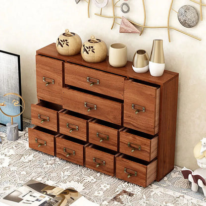 12 Drawer Wooden Apothecary Cabinet Small Stationery Storage Rack Library Card Catalog Cabinet for Bedroom Organization Storage