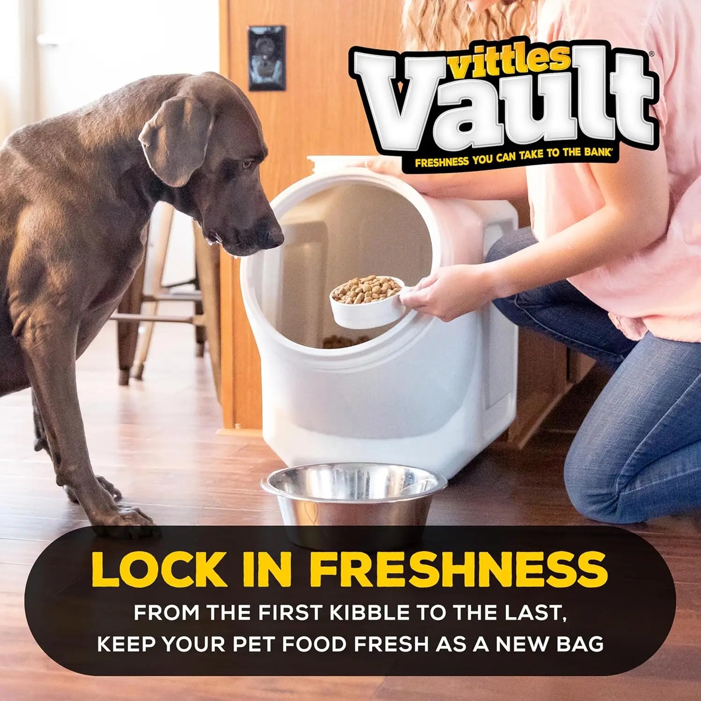 Stackable Dog Food Storage Container with Sealing Lid, Holds Up to 40 lbs Dry Pet Food, USA-Made - [20.5"L x 12"W x 16.75"H]