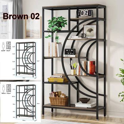Tribesigns Bookshelf Industrial 5 Tier Etagere Bookcase, Freestanding Tall Bookshelves Display Shelf Storage Organizer