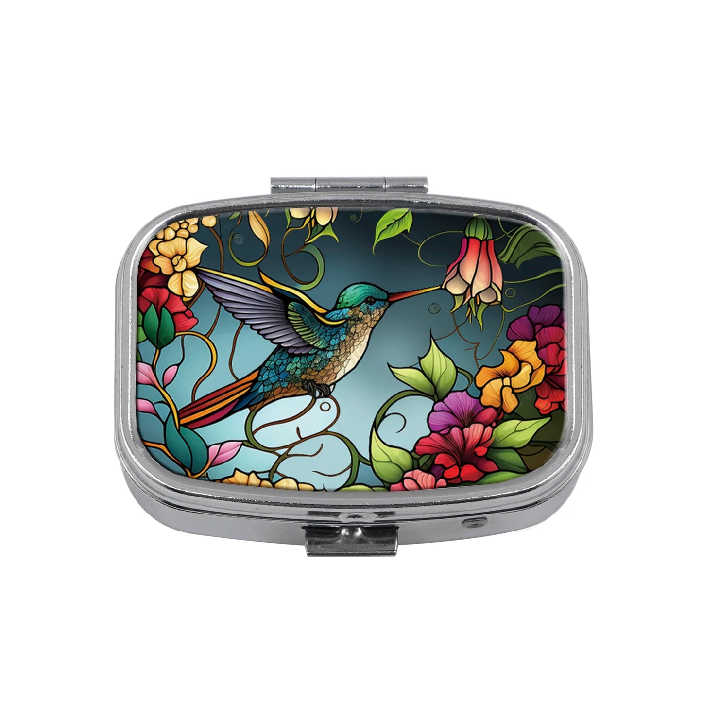 Cute Cats Pill Box Divided Metal Square Animals Tiger Birds Pill Box Travel Portable Medicine Case