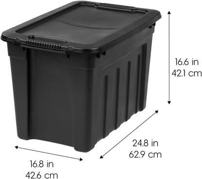 20 Gallon Heavy Duty Storage Totes with Lids, 4 Pack Stackable Organizing Bins, Durable Utility Containers for Garage and Home