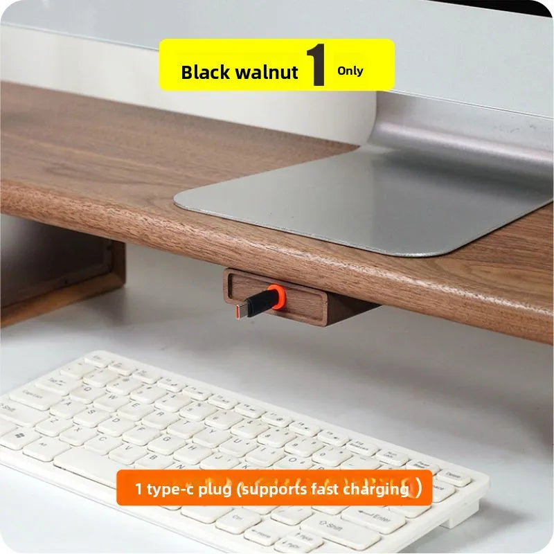 Extendable Charging Cord Holder Walnut Cable Organizer Self-Adhesive Desk Wire Management for Phone Laptop Minimalist Cord Clip