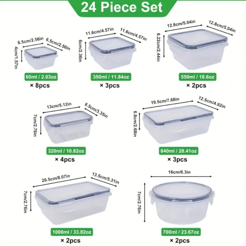 BPA-Free Food Storage Set – 24 Airtight Containers & Lids, Stackable Pantry Organizer with Chalkboard Labels