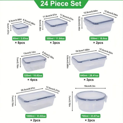BPA-Free Food Storage Set – 24 Airtight Containers & Lids, Stackable Pantry Organizer with Chalkboard Labels