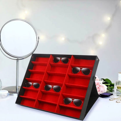 18 slots Glasses display stand Eyeglass Holder Storage Case Organizer Sunglasses Box Tray Tilt Standing Grid Spectacles boxes