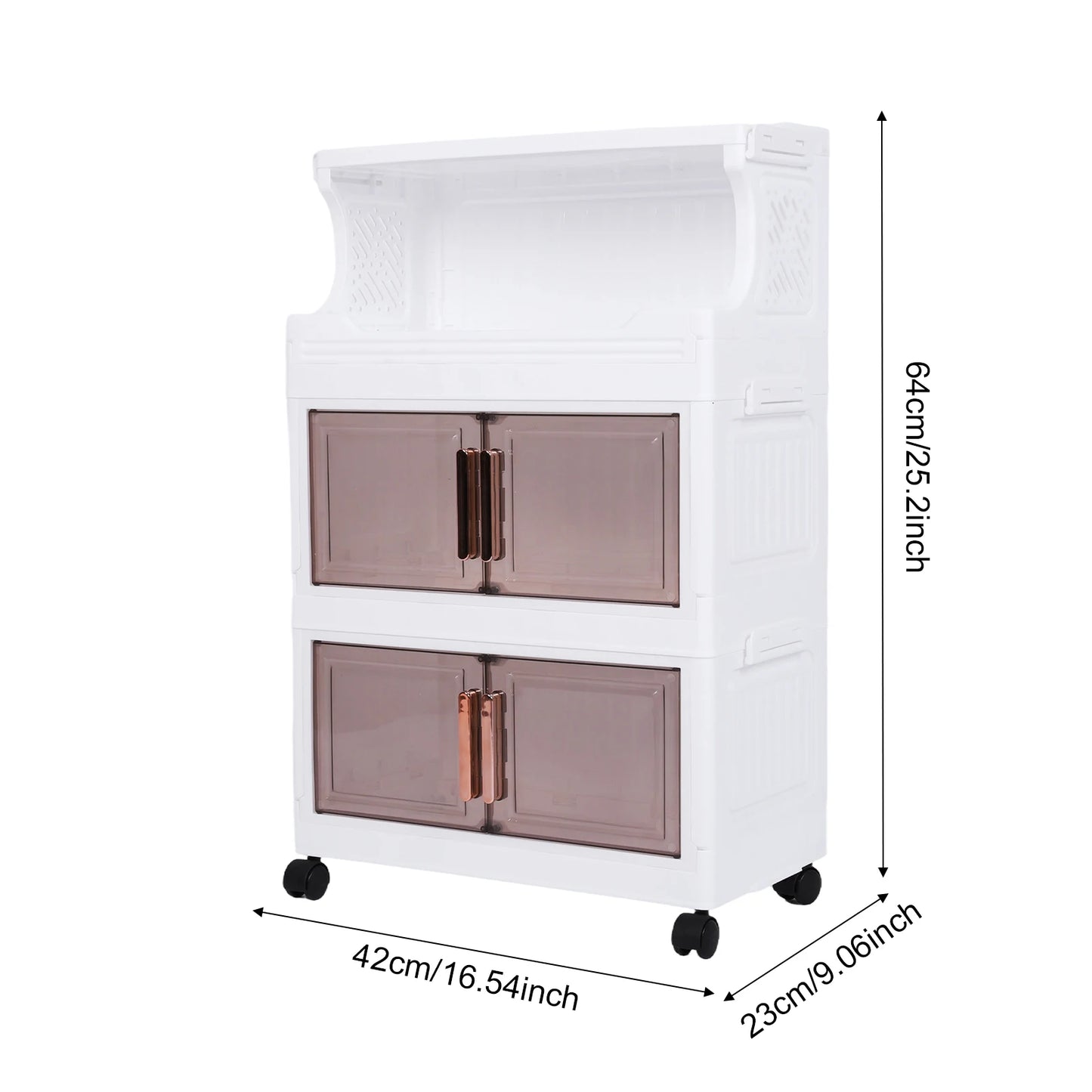 3/4-Tier Stackable Storage Boxes Heavy-Duty Plastic Storage Cabinet Foldable Organization with Door and Wheels Storage Container